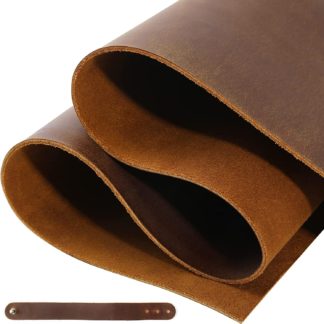 RingSun Genuine Leather Sheets for Crafts 12''X24'' Full Grain Leather Tooling Leather (2mm) Thick Cowhide Leather Pieces Square, Dark Brown