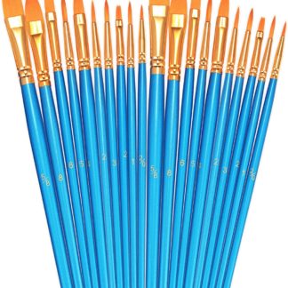 BOSOBO Paint Brushes Set, 2 Pack 20 Pcs Round Pointed Tip Paintbrushes Nylon Hair Artist Acrylic Paint Brushes for Acrylic Oil Watercolor, Face Nail Art, Miniature Detailing and Rock Painting, Blue